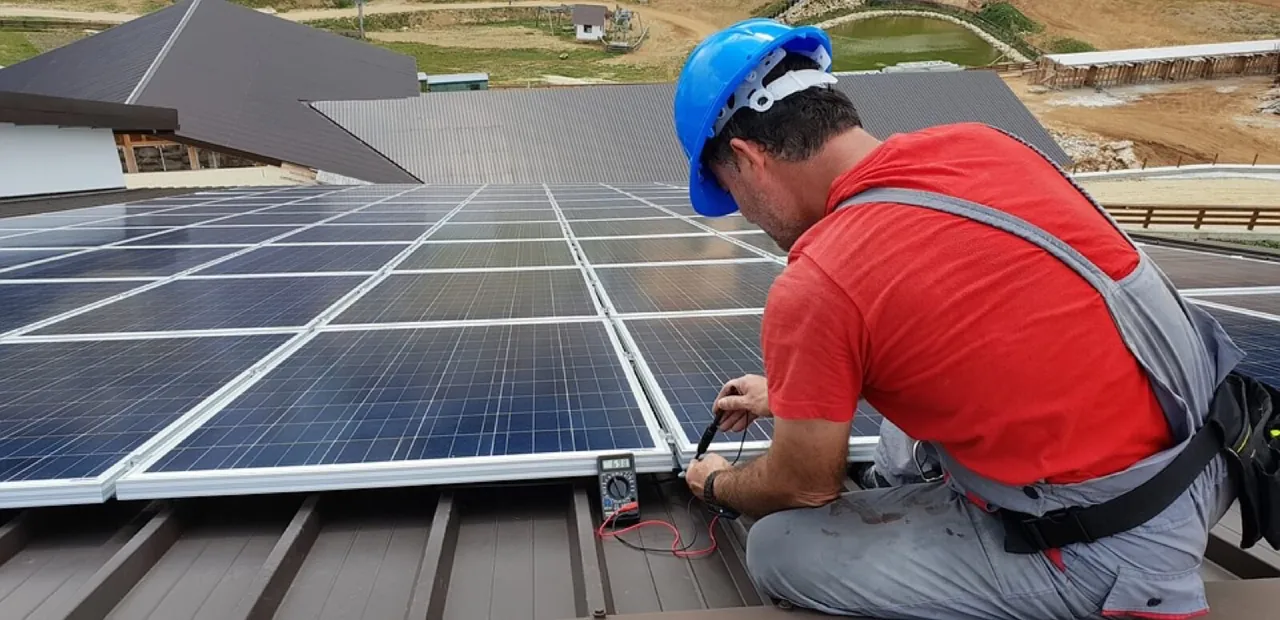 An Energy Company Specialist Installing Solar Panels An Energy Company Specialist Installing Solar Panels